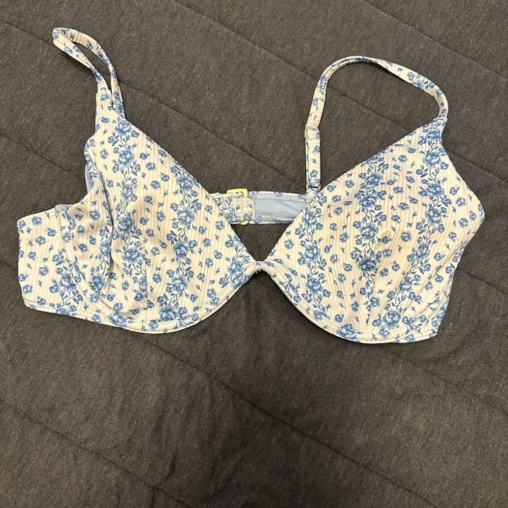 Hollister Blue Floral Bikini Top
